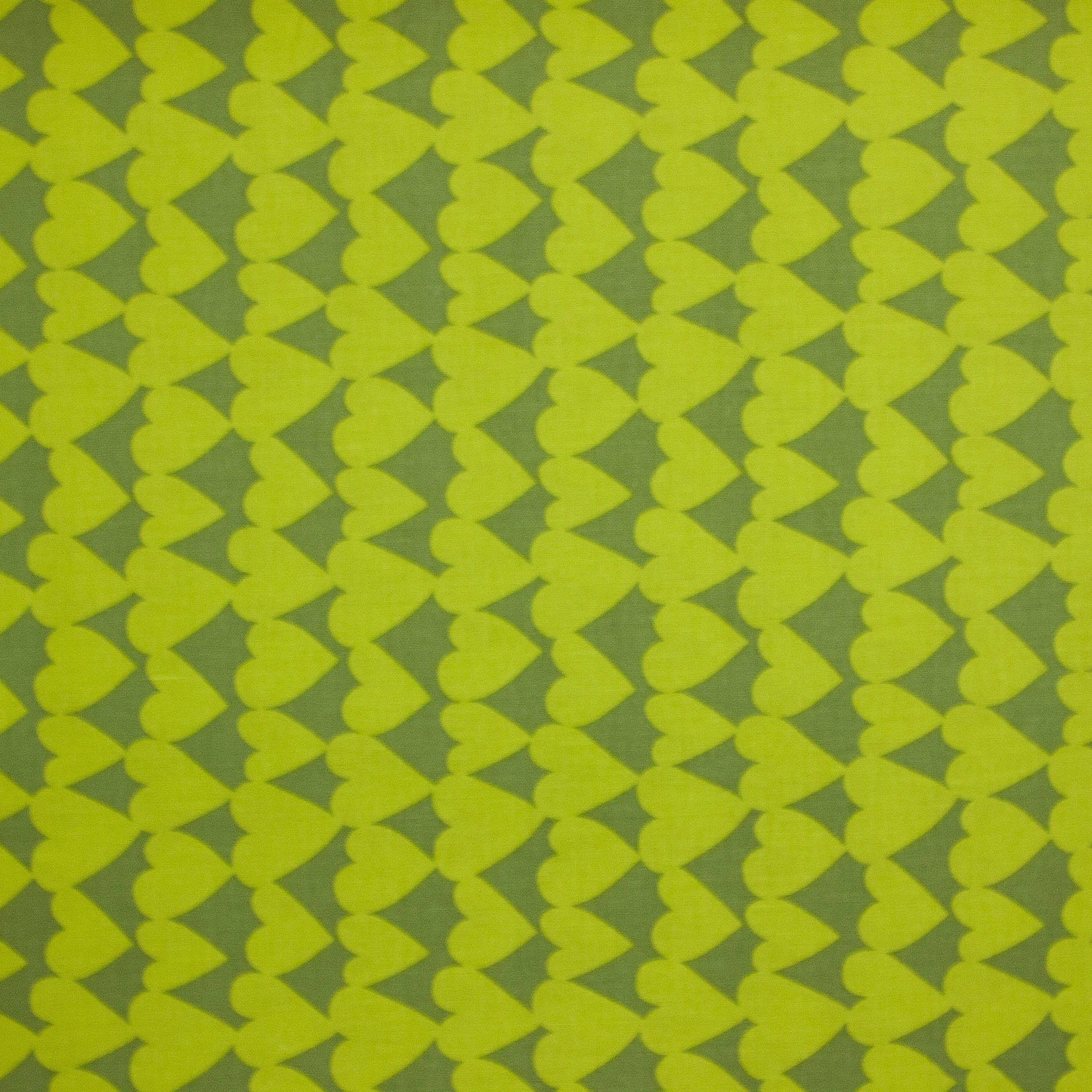 Katoen groen met groene hartjes